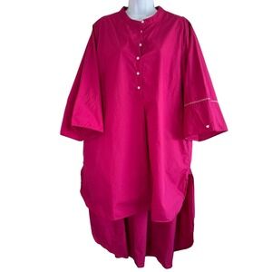 Nicobar‎ Womens Tunic Top Plus Size 3X Pink Oversized Resort Luxe Boho Global